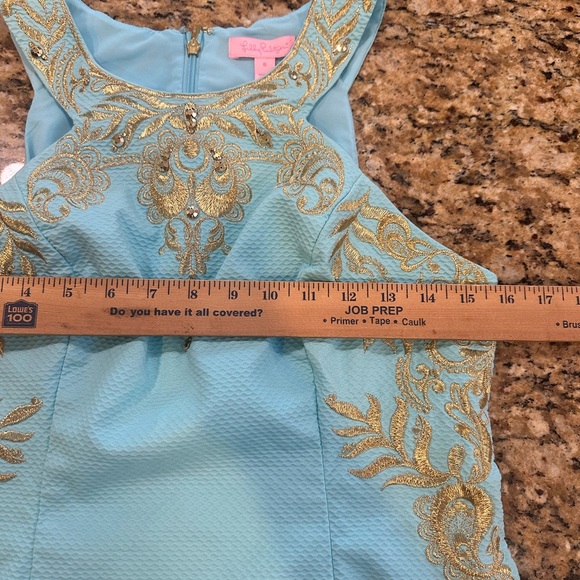 Lilly Pulitzer Tina Stretch sleeves Sheath Dress In Blue Ibiza size 6 - Picture 5 of 8